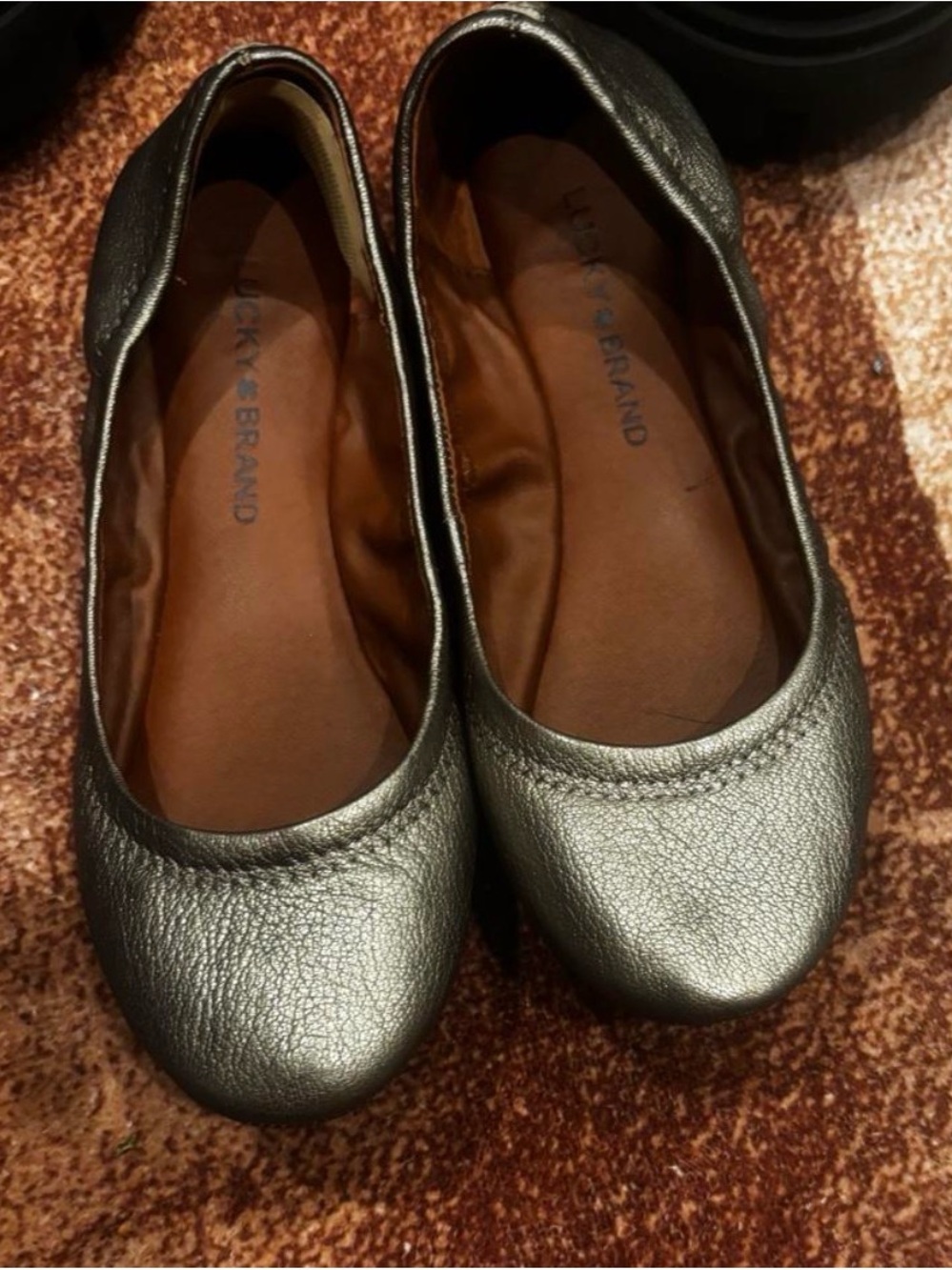 Lucky Brand Pewter Metallic Ballet Flats